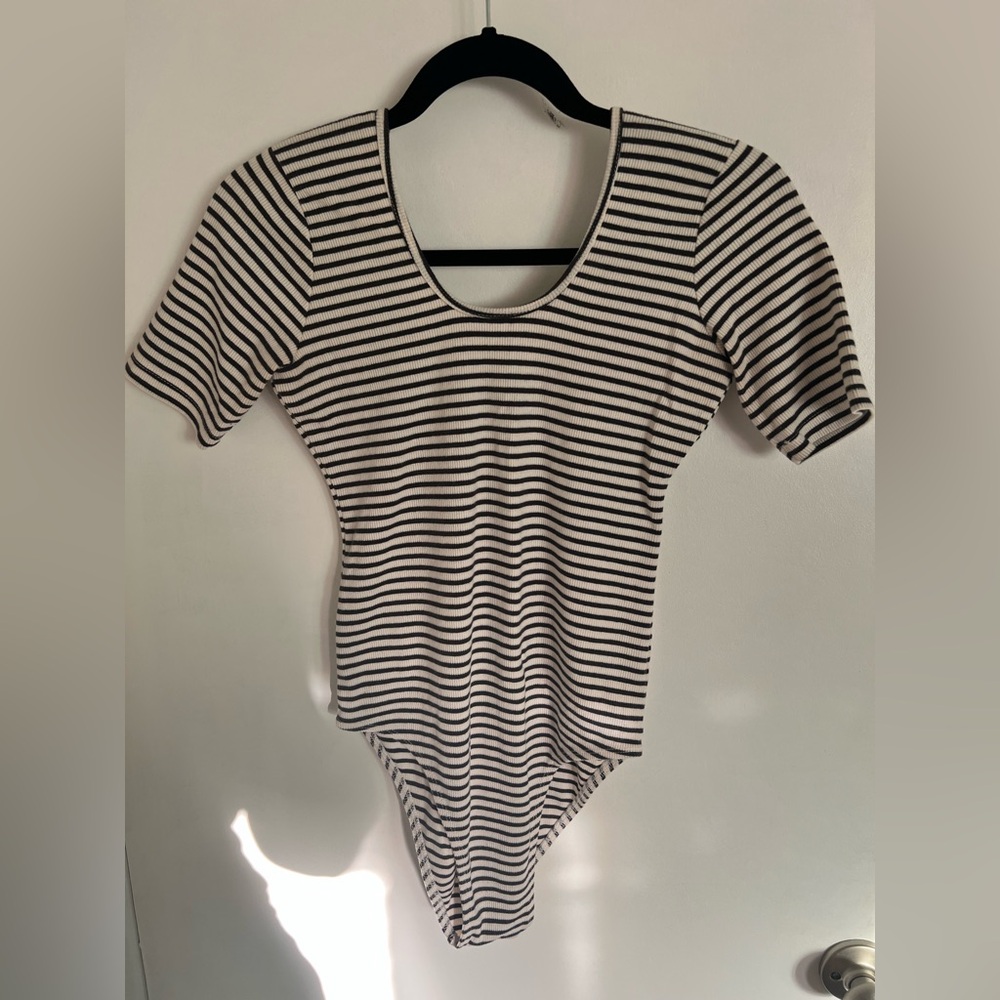 Billabong Black and White Striped Bodysuit